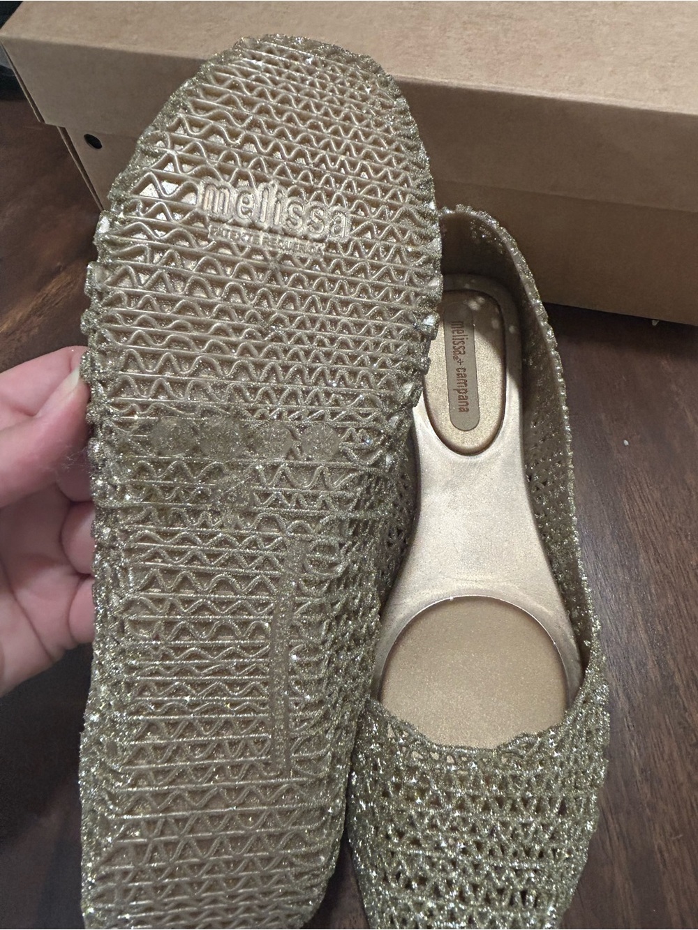 Melissa Campana Gold GlitterJelly Flats nwt - Picture 5 of 6